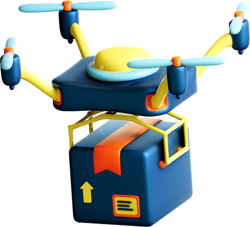 Parcel delivery by drone  3D Illustration