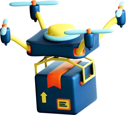 Parcel delivery by drone  3D Illustration