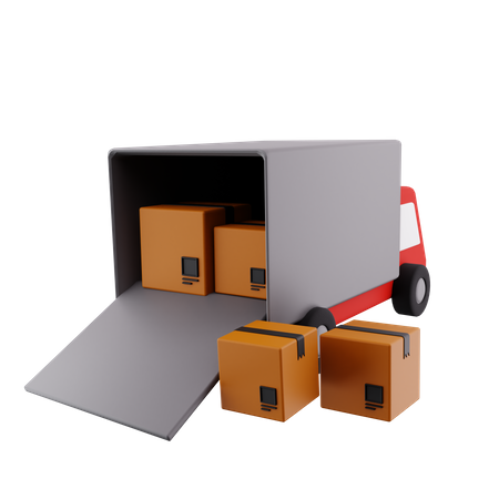 Parcel Loading To Truck  3D Icon