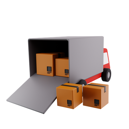 Parcel Loading To Truck  3D Icon