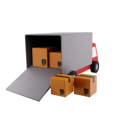Parcel Loading To Truck  3D Icon