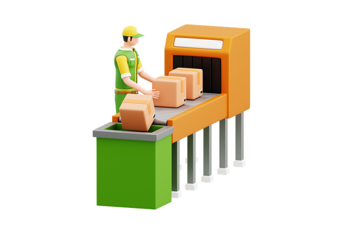 Parcel Sorting  3D Illustration