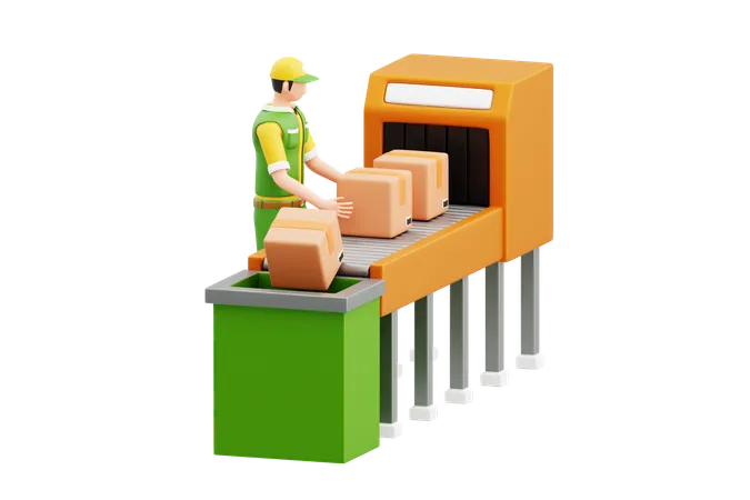 Parcel Sorting  3D Illustration