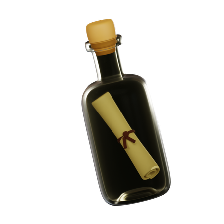 Parchment In Bottle  3D Icon