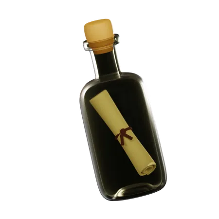 Bottle And Letter 3D Icon