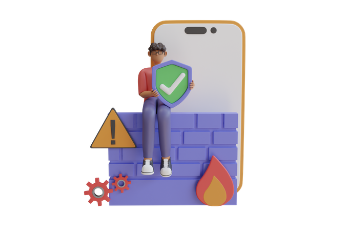 Sécurité du pare-feu  3D Illustration