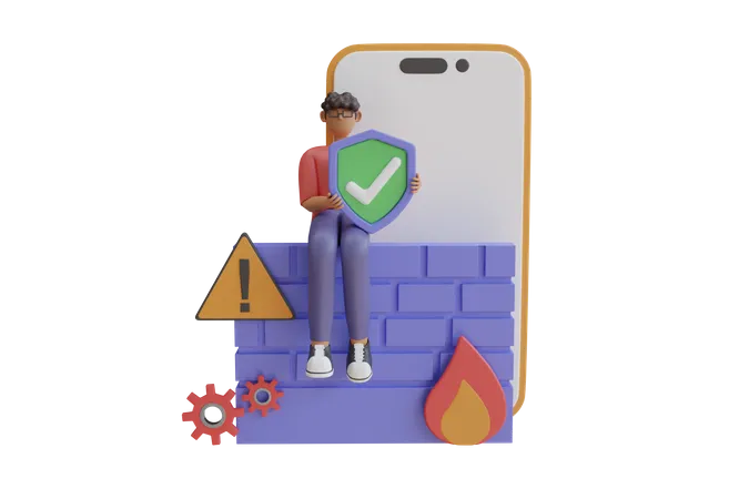 Sécurité du pare-feu  3D Illustration