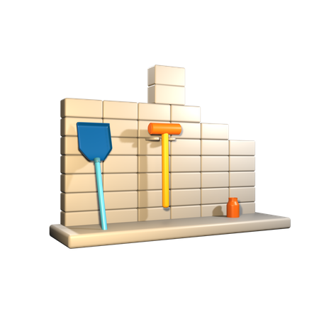 Pared de ladrillo con paleta  3D Icon