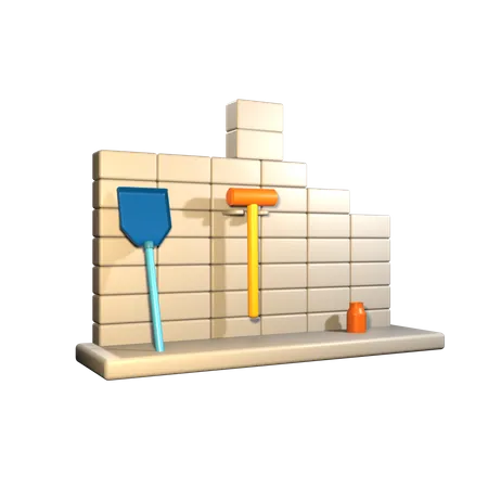 Pared de ladrillo con paleta  3D Icon