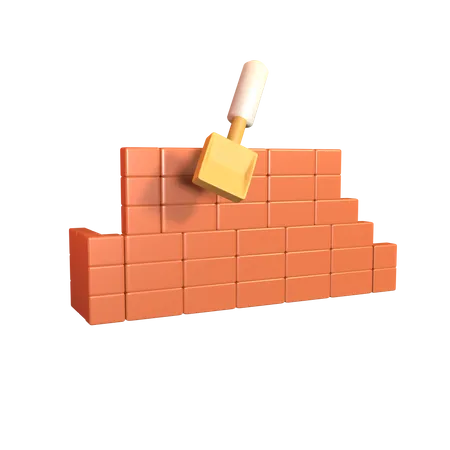 Pared de ladrillo con paleta  3D Icon