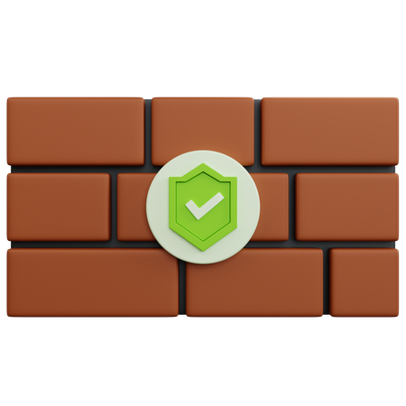 Parede de tijolo marrom com escudo  3D Icon