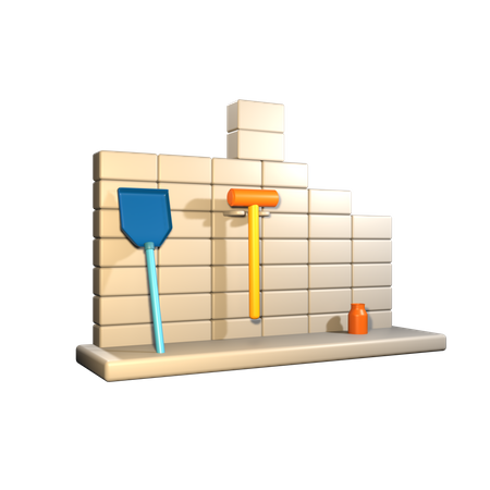 Parede de tijolos com espátula  3D Icon