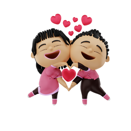 Pareja amorosa abrazándose  3D Icon