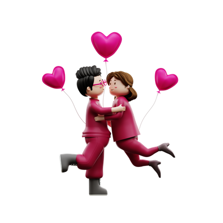 Pareja besándose  3D Illustration