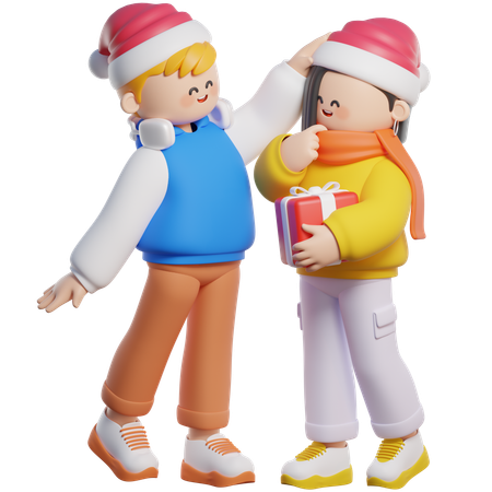 Pareja celebrando la Navidad juntos  3D Icon