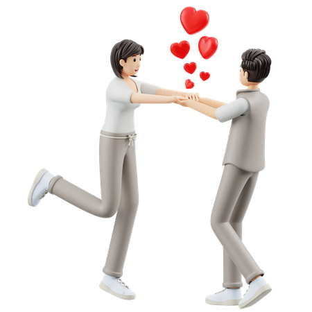 Pareja celebrando San Valentín  3D Illustration