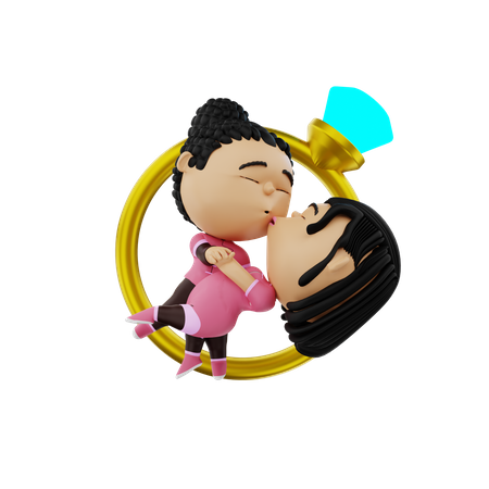 Pareja comprometida besándose  3D Icon