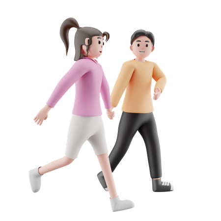 Pareja corriendo juntos  3D Illustration