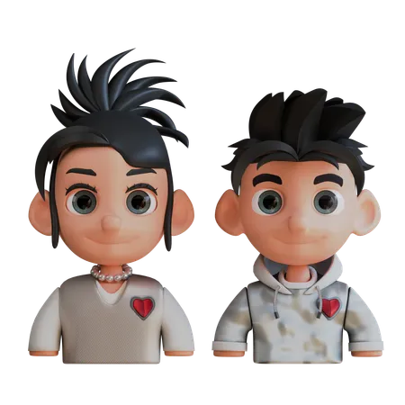 Pareja de amor tenage  3D Icon