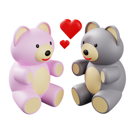 Par de peluches  3D Icon