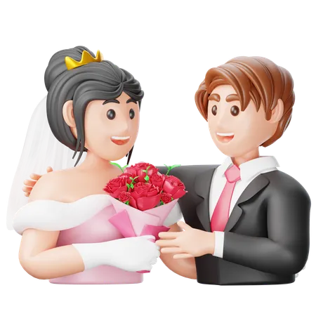 Pareja de recién casados  3D Icon