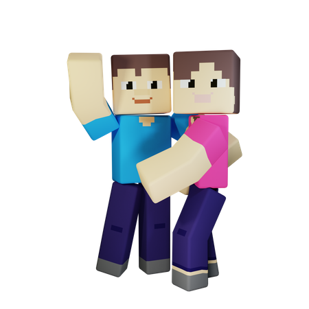 Pareja de San Valentín abrazándose  3D Icon
