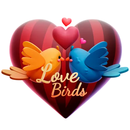 Pareja de pájaros del amor  3D Icon