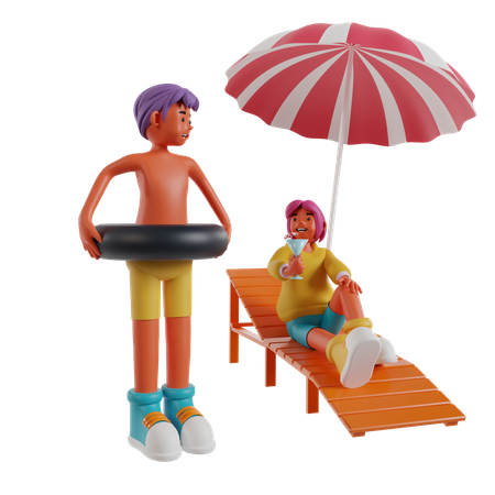 Pareja de vacaciones  3D Illustration