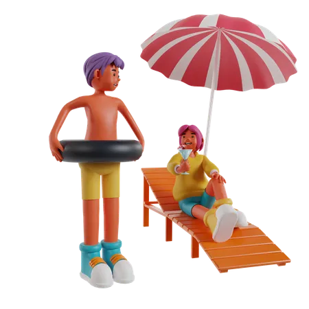 Pareja de vacaciones  3D Illustration