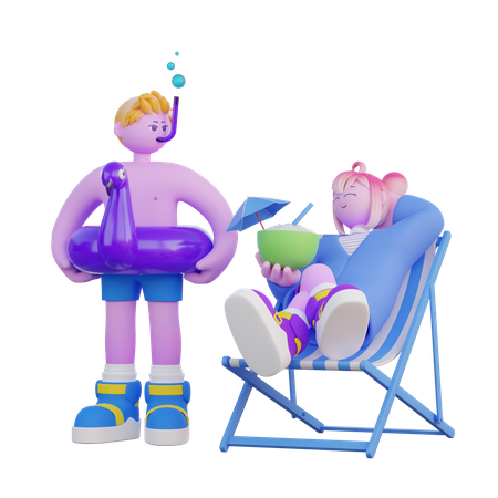 Pareja de vacaciones  3D Illustration