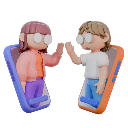 Pareja hablando por videollamada  3D Illustration