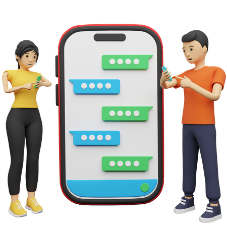 Pareja haciendo chat en línea  3D Icon