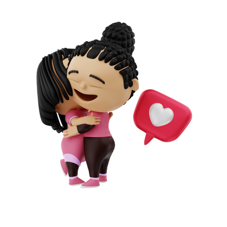 Pareja joven abrazándose  3D Icon