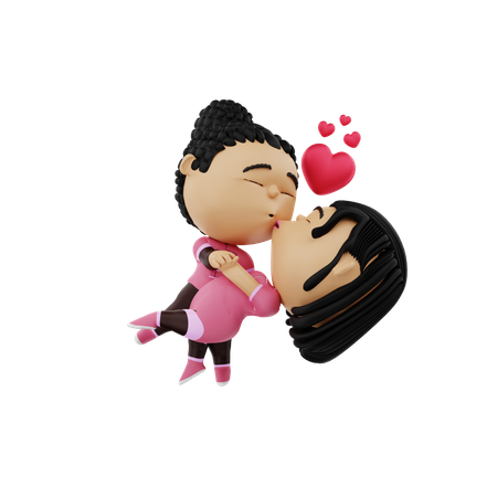Joven pareja besándose  3D Illustration