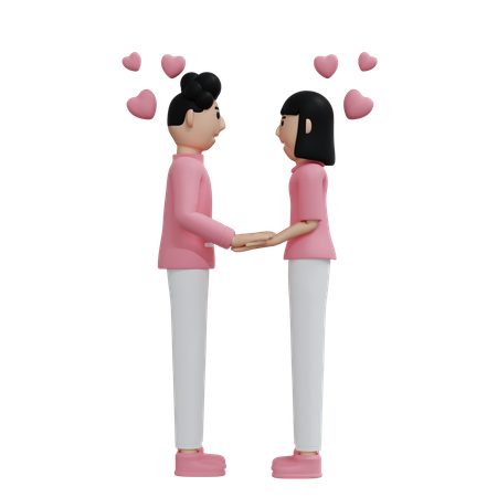 Pareja joven prometiéndose mutuamente  3D Illustration