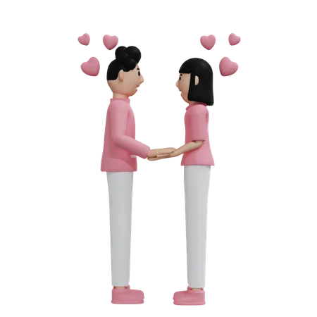 Pareja joven prometiéndose mutuamente  3D Illustration