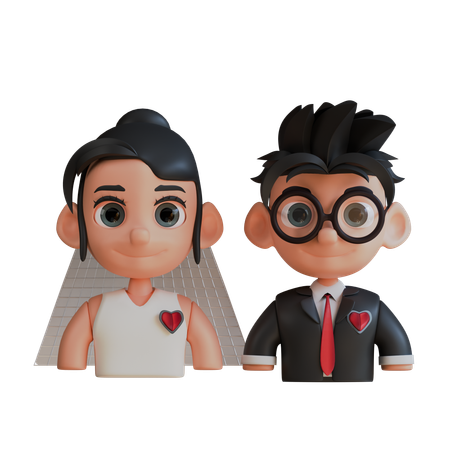 Matrimonio de pareja  3D Icon