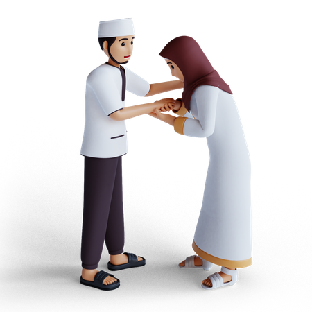 Pareja musulmana en Ramadán  3D Illustration