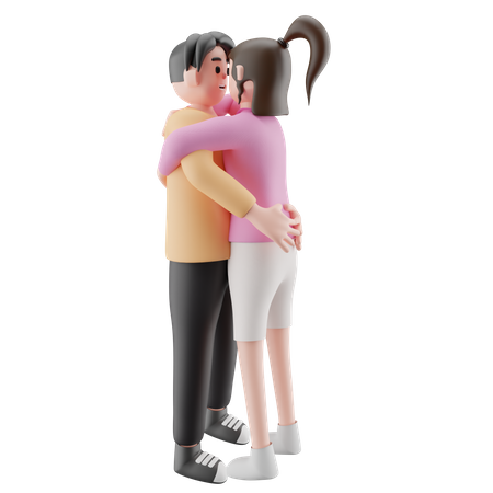 Pareja romantica abrazándose  3D Illustration