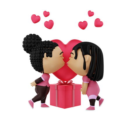 Pareja romántica celebrando el día de San Valentín  3D Icon