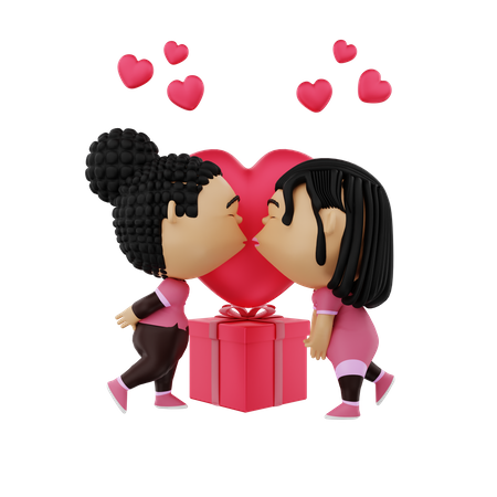 Pareja romántica celebrando el día de San Valentín  3D Illustration