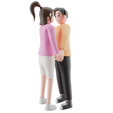 Pareja romántica de pie juntos  3D Illustration