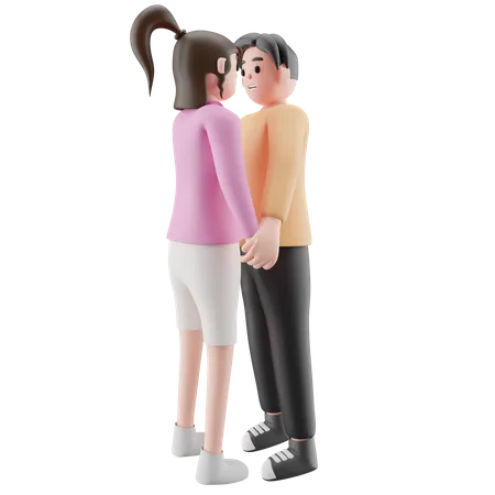 Pareja romántica de pie juntos  3D Illustration