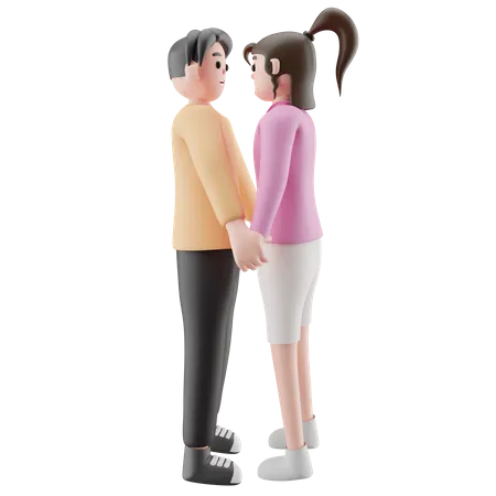 Pareja romántica de pie juntos  3D Illustration