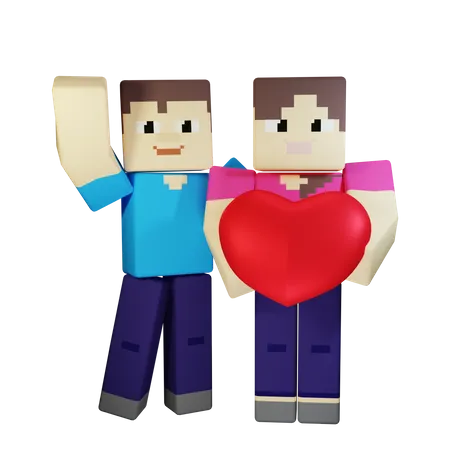 Pareja de san valentín  3D Illustration