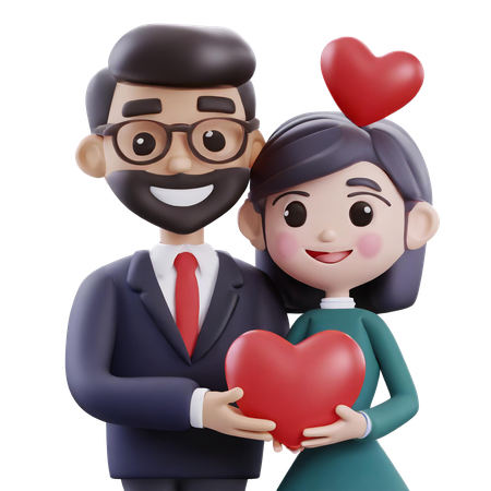 Pareja sosteniendo el corazón juntos  3D Icon