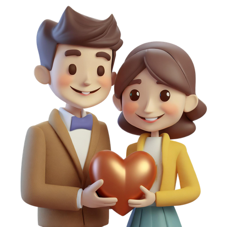 Pareja sosteniendo el corazón juntos  3D Icon