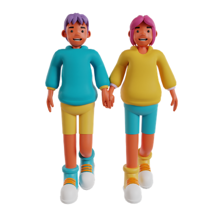 Pareja tomados de la mano  3D Illustration