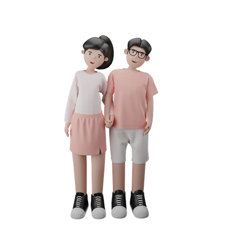 Pareja tomados de la mano  3D Illustration