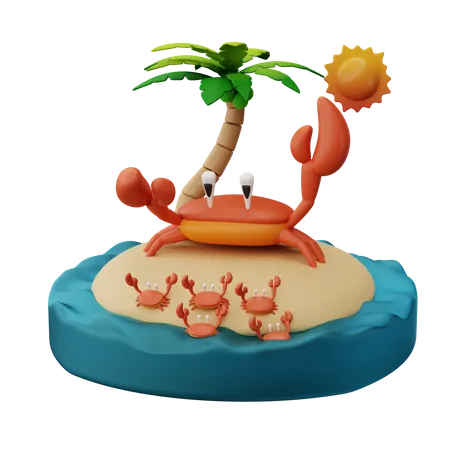 Parenthood In Crab Migration  3D Illustration
